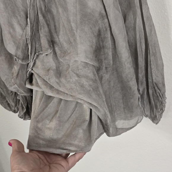 BELLE FRANCE Italian Silk Top Large L Bohemian Fairy Whimsigoth Festival - Picture 6 of 8